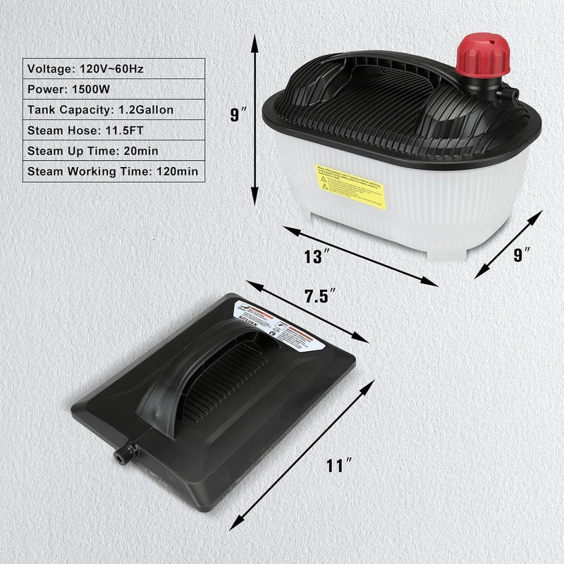 KITLUCK Wallpaper Steamer, 1500W Chemical Free Wallpaper Remover with 11.5 FT Cooling-Touch Hose, 1.2 Gallon Water Tank, Large Steam Plate, Steam Generator, Steam Cleaner for Wallpaper Removal - Image 4
